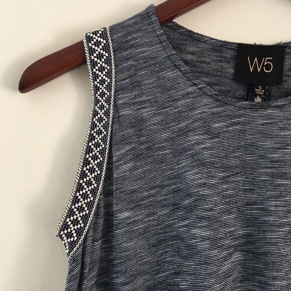 Anthropologie W5 Navy & White Tank Top | Size Small - Picture 1 of 6